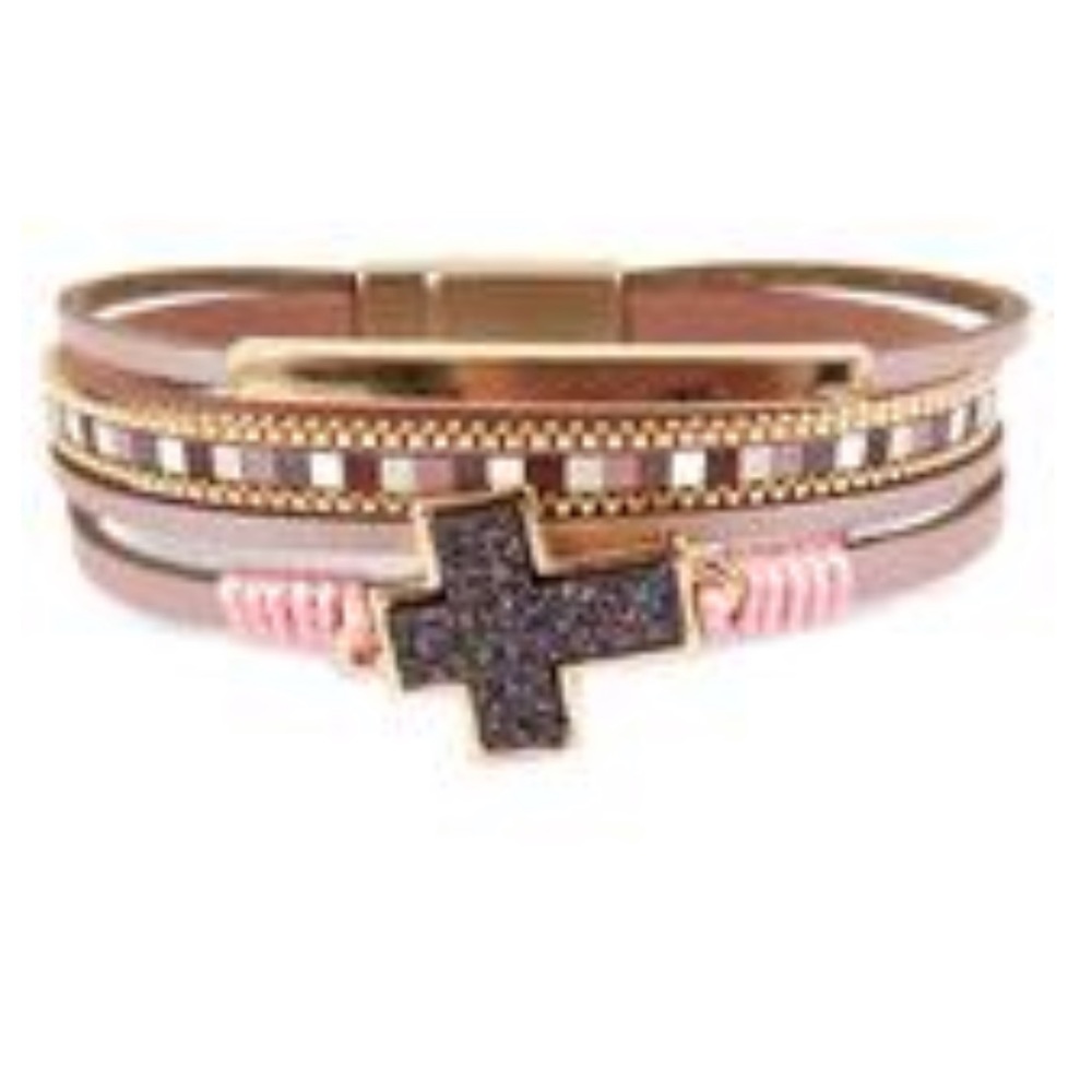 🌻BOGO NEW Rose 4 Strand Cross Bracelet with Gold